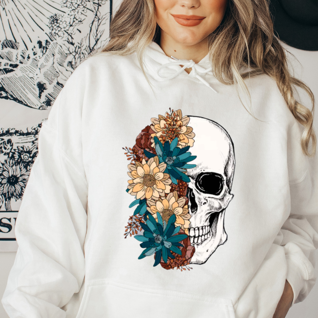 Floral Skull Hoodie (RTS)